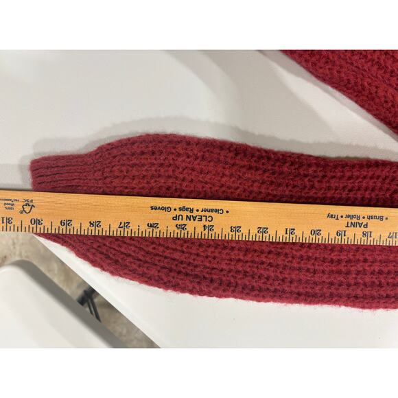 Elsamanda Made in Italy Alpaca Blend Open Knit Sweater Large Red Mohair  NWT - Picture 9 of 10